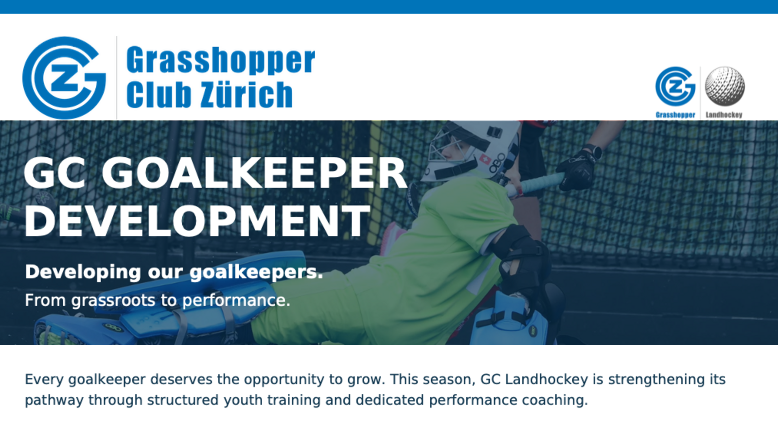 GC stärkt die Torhüterentwicklung: One Club. One Goalkeeper Pathway.